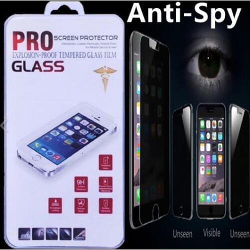 500pcs High quality Ultra Thin 9H 2.5D Round Edge Privacy Anti-Spy Real Tempered Glass Screen Protector for iphone6 4.7inch