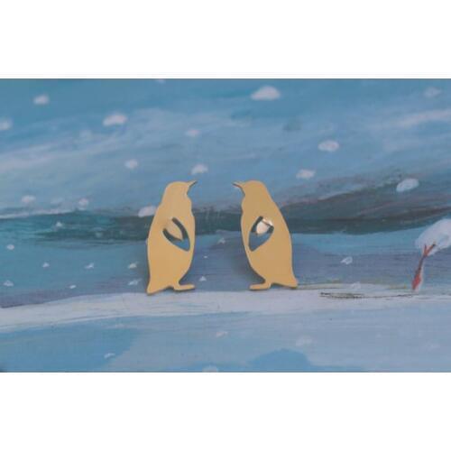 Trendy Brand Design Penguin Studs Gold Silver Color Penguin Stud Earrings For Women Penguin Jewelry