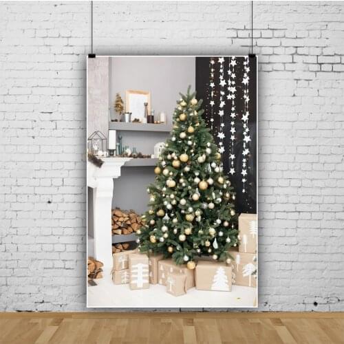 Winter Backdrops For Photography Merry Christmas Festivals Tree Fireplace Gift Star Party Decor Room Interior Photo Backgrounds