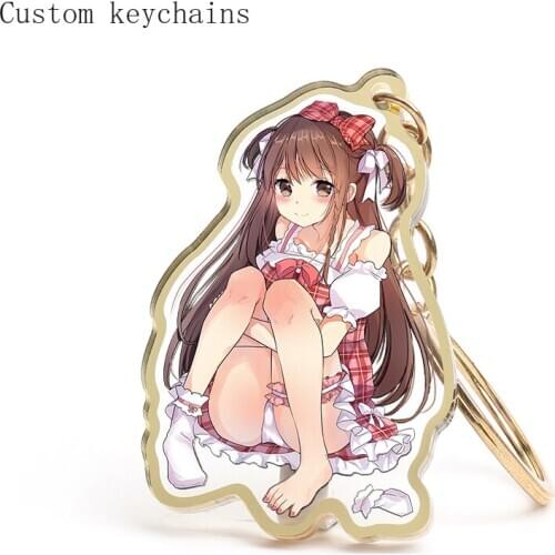 Gold Rim Acrylic Charm Anime Make Your Own Double Sided Custom Printed Acrylic KeyChain