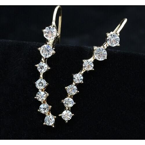 1 pc 7 Fancy Sparking Round Crystal Gold Silver Plated Drop Earrings Fashion piercing Dangle Earrings Jewelry for Women