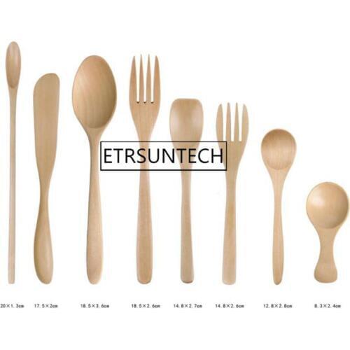 10sets Reusable Portable Wood Cutlery Set Wooden Dinnerware Outdoor Flatware Tableware Set Travel Gifts