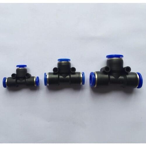 10pcs Pneumatic fittings 4mm 6mm 8mm 10mm 12mm tee fitting push in quick joint connector PE-4 PE-6 PE-8 PE-10 PE-12