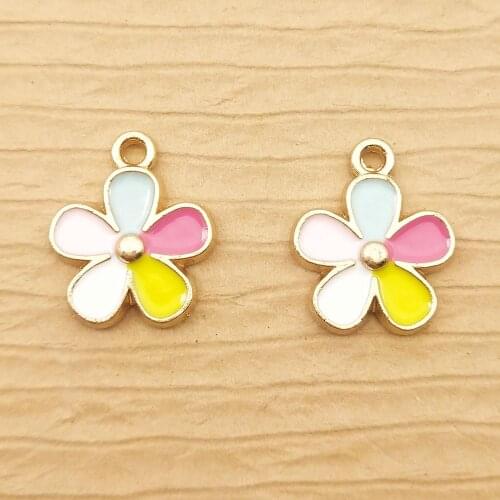 10pcs 12x15mm enamel flower charm for jewelry making fashion earring pendant bracelet charms necklace diy design charms
