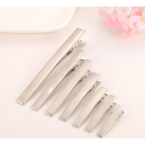 100pcs DIY Solid Color Metal Girls Hair Clip Crocodile Alligator Teeth Bows Barrette Duckbill Clips Flat Mouth Square Clip
