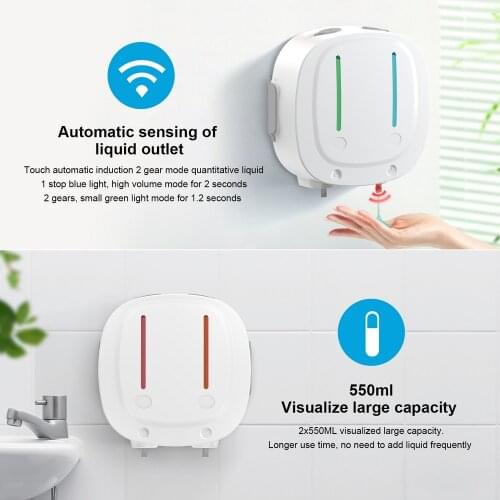 1100ML Infrared Sensor Soap Dispenser Bathroom Accessories Wall-mount Shower Bath Shampoo Dispenser Liquid Soap Container New