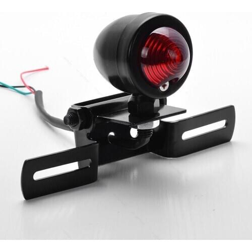 12V License Plate Holder Tail Light Lamp for Motorcycle Motorbike Dirt Bike ATV - Black