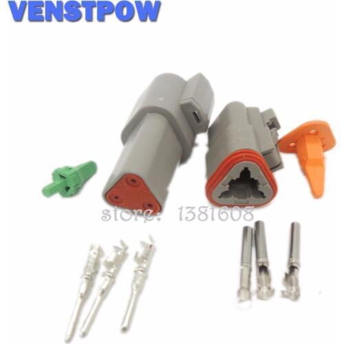 5 Sets Deutsch DT06/DT04 3 Pin Waterproof Electrical Wire Connector Plug Kit 22-16AWG for Car Bus Motor Truck