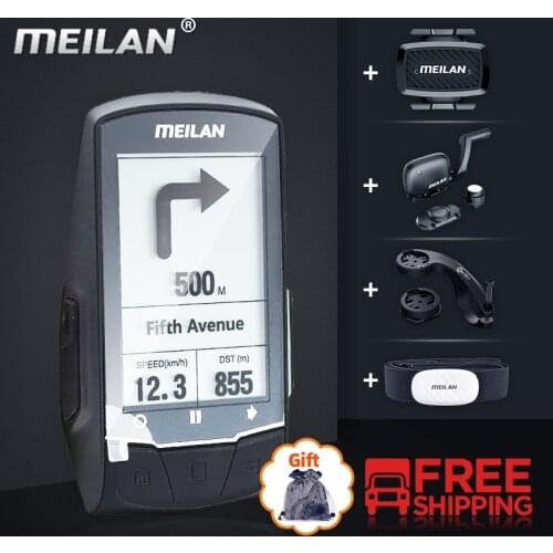 Meilan M1 M2 M3 M4 Wireless Bike Computer GPS Navigation Bluetooth 4.0 Odometer Speedometer Connect with Cadence / HR Monitor
