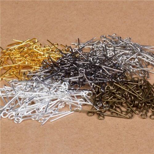 200Pcs/lot Bronze Gold & Silver Plated Eye Pin Head Pins Findings Making Craft Hole DIY Accessories Components 16-45mm