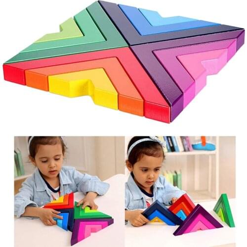 Wooden Rainbow Stacking Game Montessori Baby Toys Rainbow Nesting Puzzle Blocks Rainbow Stacking Game Sorting