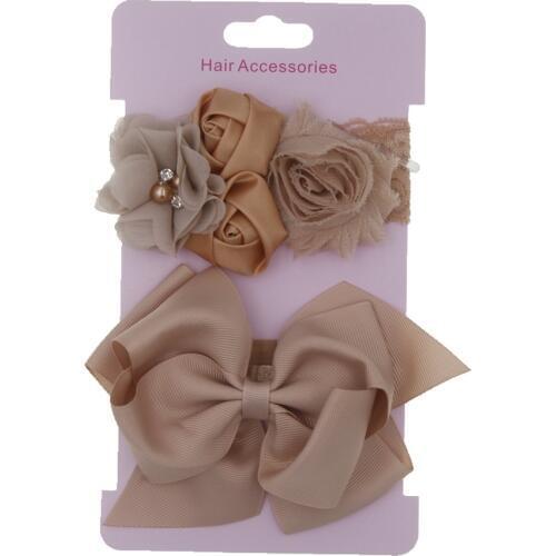 Baby headband Rose Lace elastic hair band double hair Bow flower Headband girls headwear children hair accessories 2pcs/lot