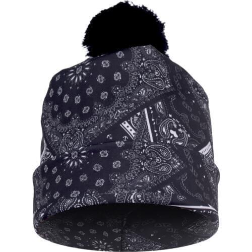 FCCEXIO 2019 New Autumn and Winter Women 3D Printed BANDANA CZARNA Warm Pompon Hat Beanies Unique Colorful Nice Knitted Hat
