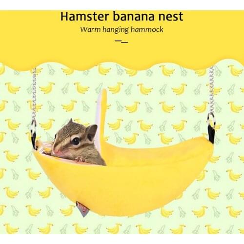 Hammock Rat Mouse Living House Winter Pet Hamster Rat Banana Shaped Hammock Small Animals Sleeping Plush Bed