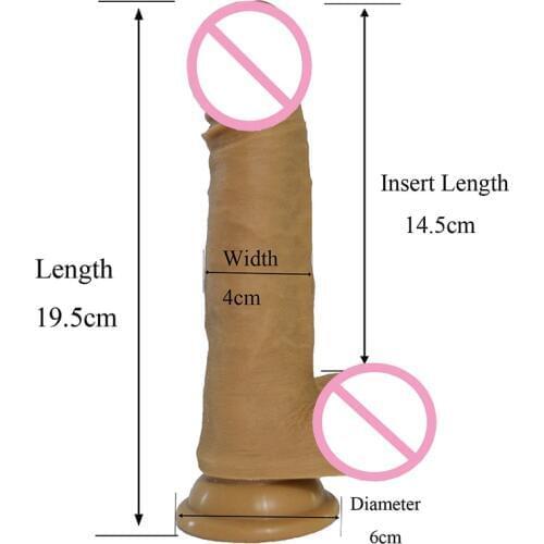 HOWOSEX 19.5*4cm Liquid Silicone soft Realistic Dildo big Double Layered Penis With Suction Cup Flexible Dick Adult Sextoy
