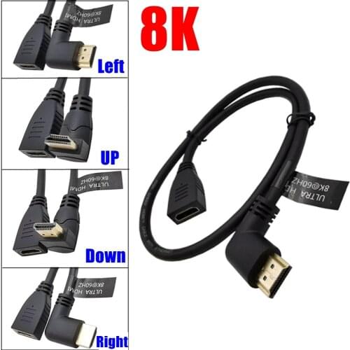 90 Degree Right Left Up Down angled HDMI-compatible 2.1 Male to Female cable 4K 120HZ 8K UHD HDR cable Converter 15cm 60cm 180cm