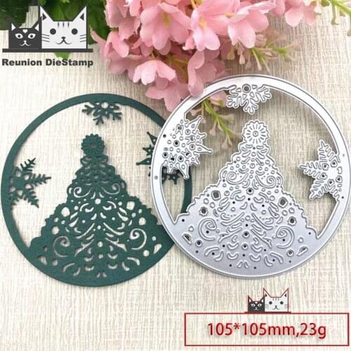 Reunion Round Frame Christmas Tree Snowflakes Metal Cutting Dies Scrapbooking Craft Mold Stencil Paper Card Make Template Crafts