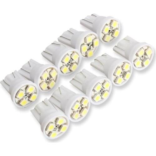 10Pcs Car Light Bulb T10 4 SMD LED White Wedge Lamp Auto light-emitting Diode Turn Signal/Side Marker/Taillight/Backup Lamp Bulb