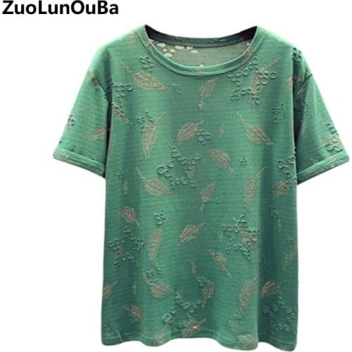 Summer New Style Leisure Age Reduction Fashion All-match Women T-shirt Loose Korean Round Neck Short Sleeve Large Size Girl Tops