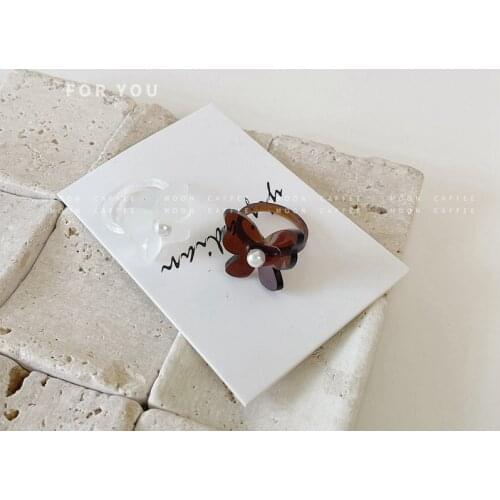 Fashion Resin Rings Korean Jewelry Pearl Butterfly Simple Design Ring for Women Girls Sweet Romantic Accessories Ins Trendy