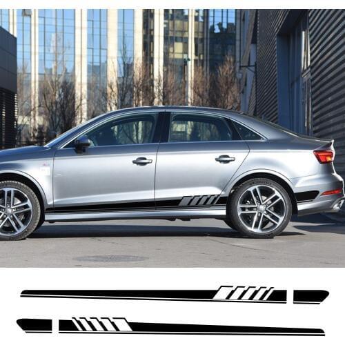 Car Door Side Skirt Stickers For Audi A4 B5 B6 B7 B8 B9 A3 8P 8V 8L A6 C6 C5 C7 4F A5 A1 8X A7 A8 Q5 Q7 Q3 Q1 TT PVC Accessories