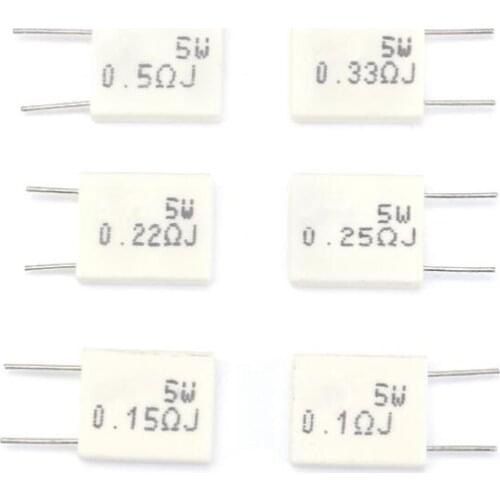 10pcs BPR56 5W 0.01 0.05 0.1 0.15 0.22 0.25 0.33 0.5 ohm Non-inductive Ceramic Cement Resistor 0.1R 0.15R 0.22R 0.25R 0.33R 0.5R