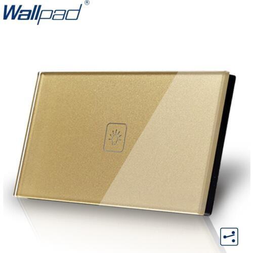 1 Gang 2 Way 3 Way Gold 118*72mm Wallpad Crystal Double Control Touch Wall Switch, AU US Standard Switch Button, Free Shipping