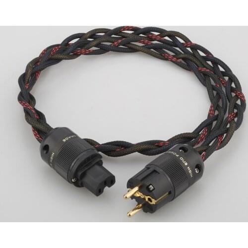 P103 Audiocrast Schuko Mains Power Cord Cable HIFI CD Amplifier Amp EU Power Plug Cable Braided AC Power Kabel