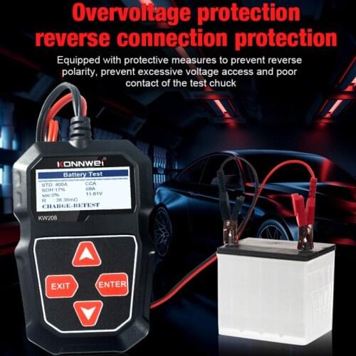 KW208 Battery Tester 12V 100 to 2000CCA Car Battery Checker for the Car Quick Cranking Charging Diagnostic Charger Analyze
