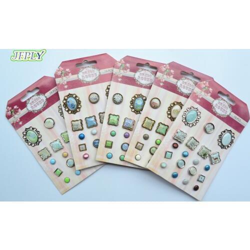DIY Photo Album Decoration DIY Scrapbooking ClassicEmbellishments Decorative Round Pearl Rhinestone Epoxy Brads