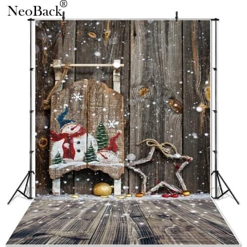 Thin Vinyl New Born Baby Snow View Wood Santa Christmas vinyl Background Vintage holiday backdrop Customized Sizes