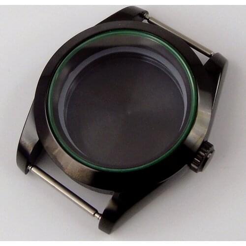 40mm stainless High quality black PVD case sapphire glass hardened Glass fit 2836 Miyota 82 Mechanical movement Watch Case