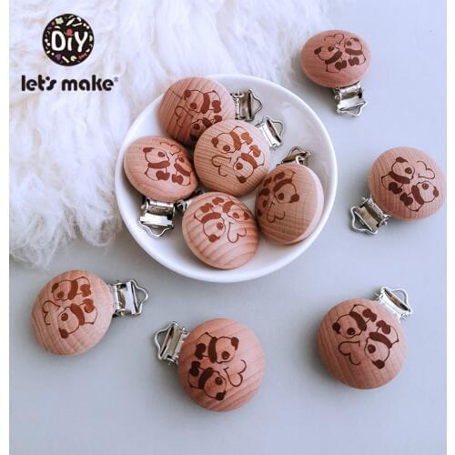 Lets Make Pacifier Clip 50pc Round Wooden Engrave Customize Baby Wooden Dummy Clip Neutral Gift For Pacifier Chain Baby Teether