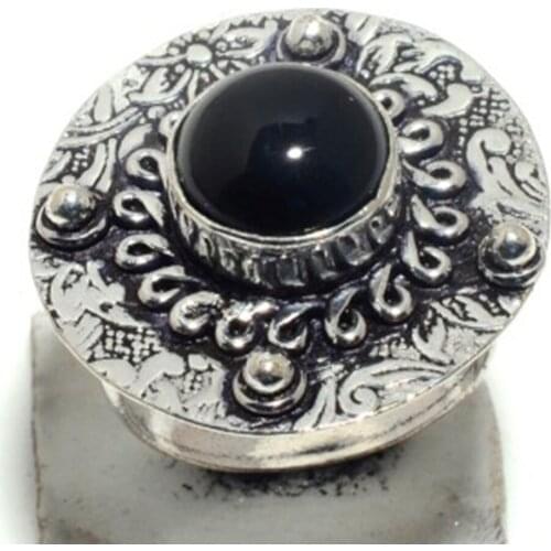 Genuine Black Onyx Ring Silver , Hand Made Women Jewelry gift. Size : All Size , GRP-R