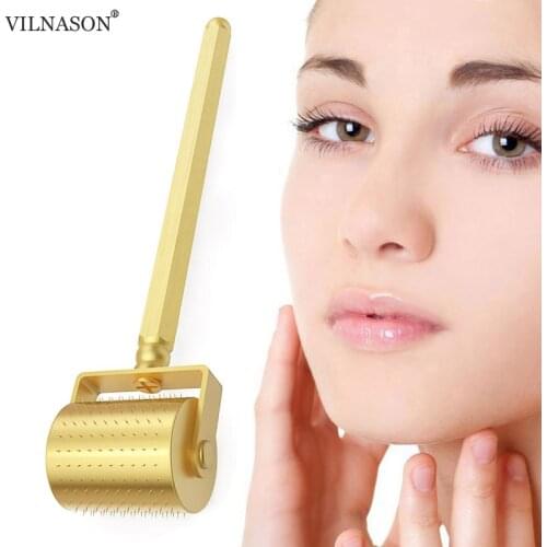 Gold Derma Roller Titanium DRS 250 Micro Needle Roller For Hair Growth Face Roller Plated By Gold