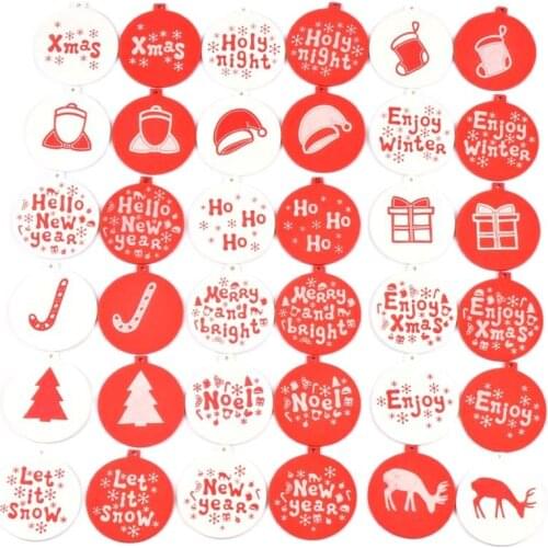 10pcs Wood Red/White Painting Christmas Pendant Hanging Ornament Santa Claus Xmas Party DIY Home Decoration 60mm mt2702