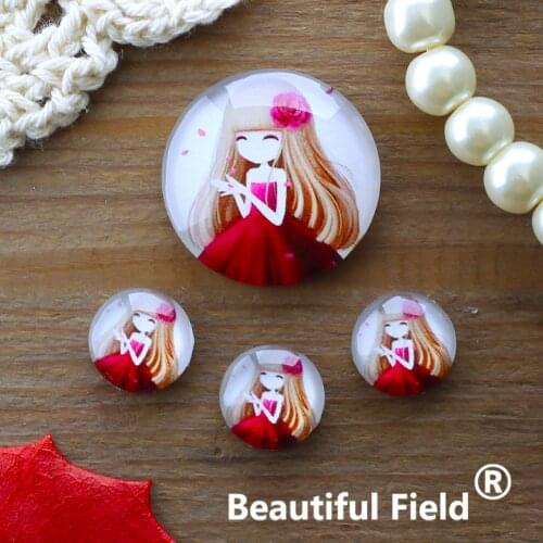 12mm 25mm 14mm 16mm 18mm 20mm Photo Glass Cabochons Round Cameo Set Handmade Settings Stone Girl FFR66