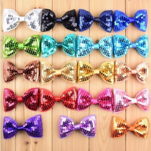 November 19pcs/lot 19C Embroidery Sequin Bows For Girls High Quality Christmas Gifts Hair DIY Accessories HDJ29