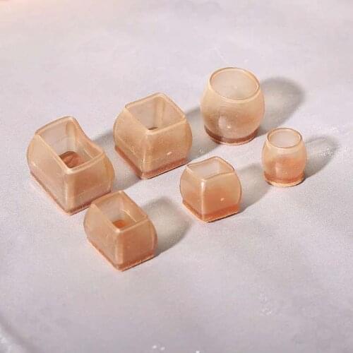 4 Pcs Thickened Square Leg Protector With Felt Bottom Brown Transparent Round Chair Leg Protector Anti-friction Of Wooden Flo