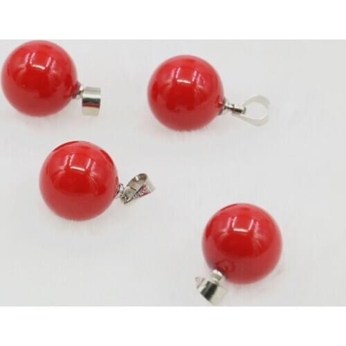 5pcs Wholesale Jewelry Round Beads 10mm Red Natural Shell Pearl Diy Necklace Pendant Lady Accessories Festival Gift M349