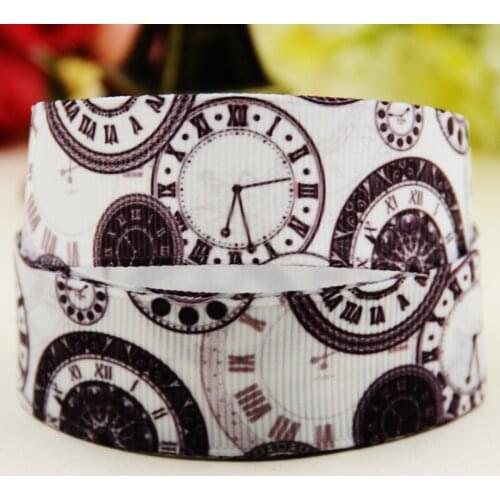22mm 25mm 38mm 75mm Clocks and watches Cartoon printed Grosgrain Ribbon party decoration 10 Yards X-02880