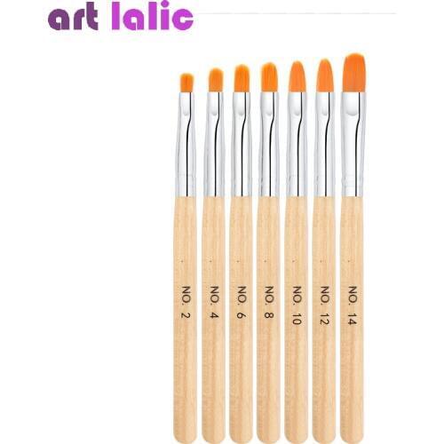 7 Size Nail Art Brush Nail Glue Phototherapy Wood Drawing Pen for French Design Painting Extension Coating Manicure Tool
