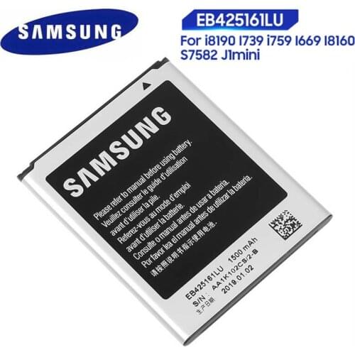 Original Samsung Battery For J1mini SM-J S7562 S7560 S7572 S7580 i8190 S7566 S7568 I739 i759 I669 I8160 S7582 EB425161LU 1500mAh