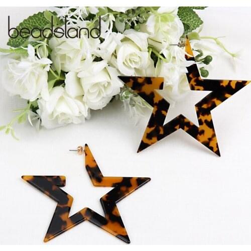 Beadsland Acetic Acrylic Drop Earrings Exaggerated Big Stars Design Hiphop/Rock Women Girls Dancing Party Christmas Gift 39971