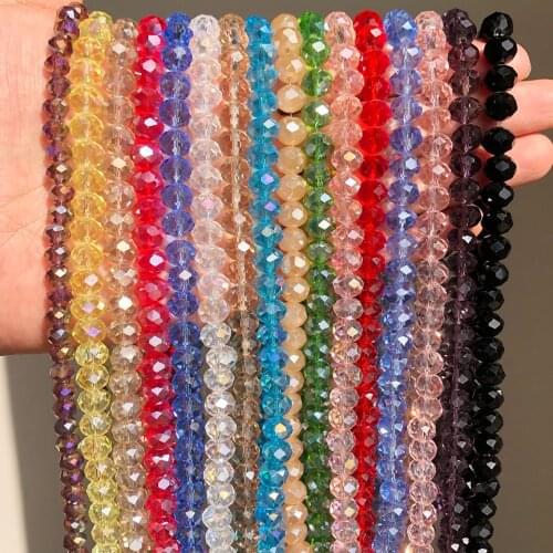 3-12mm Natural Faceted Crystal Beads Multicolor Austria Round Glass Loose Space Beads for Jewelry Making Diy Bracelet 15