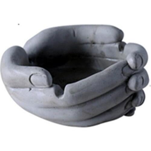 Cement Ashtray Silicone Flower Pot Mould Handmade 3D Hands Planter Baking Cake Mold Resin Craft Tools