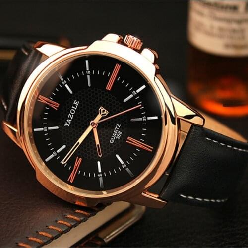 YAZOLE Top Brand Luxury Watch Men Leather Watches Men Fashion Watch Waterproof Male Wristwatch Clock Relogio Masculino