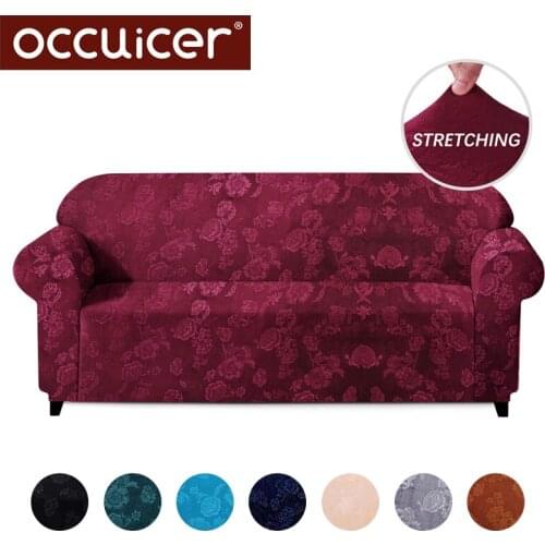 Velvet Elastic Stretch Sofa Covers Protection Embossing Floral Design Universal Armchair Corner Couch Slipcovers Sectional