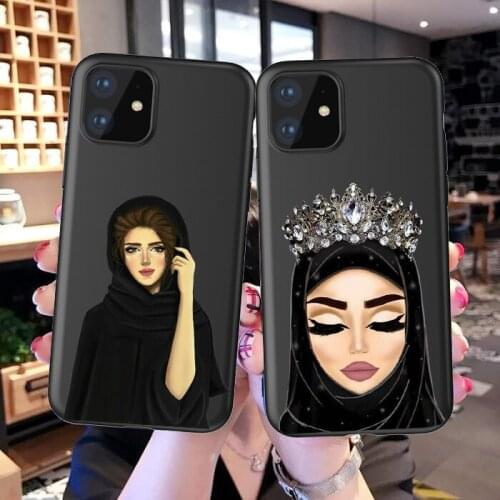 Muslim Islamic Eyes Arabic Hijab Girl Black TPU soft Phone Case for iPhone 11Pro 12pro Max XR XS Max 8 7 6s Plus 5 SE2020 12mini