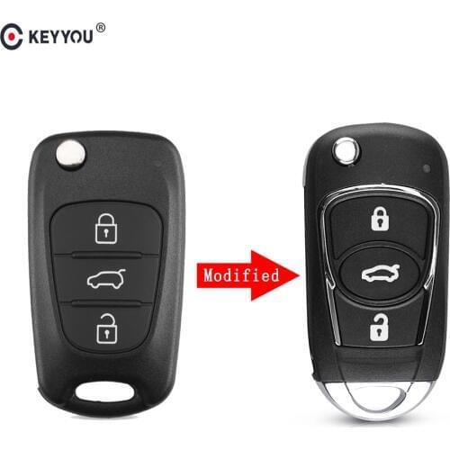KEYYOU New 3 Button Modified Flip Folding Remote Auto Car Key Shell Case Cover for Hyundai I30 I40 I20 IX35 Avante With logo